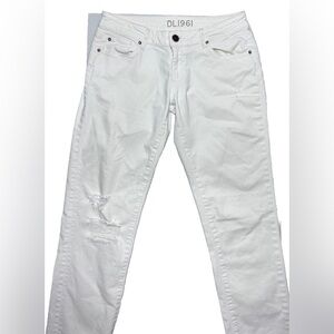 DL1961 Straight Leg Distressed White Jeans Size 26 Women’s Denim